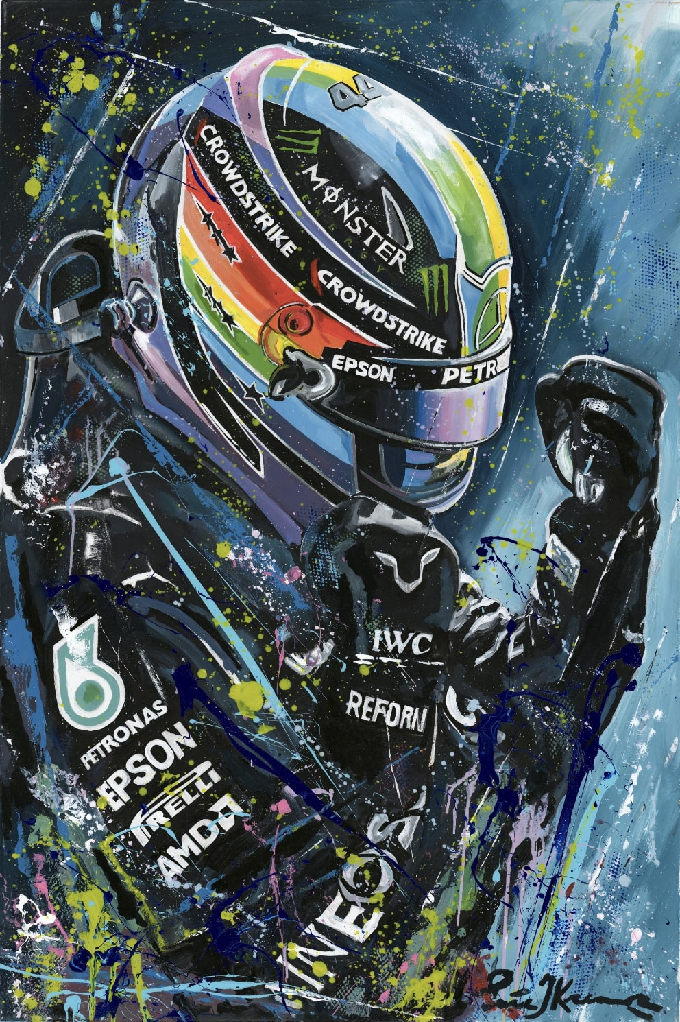 Lewis Hamilton in rainbow helmet (2021)